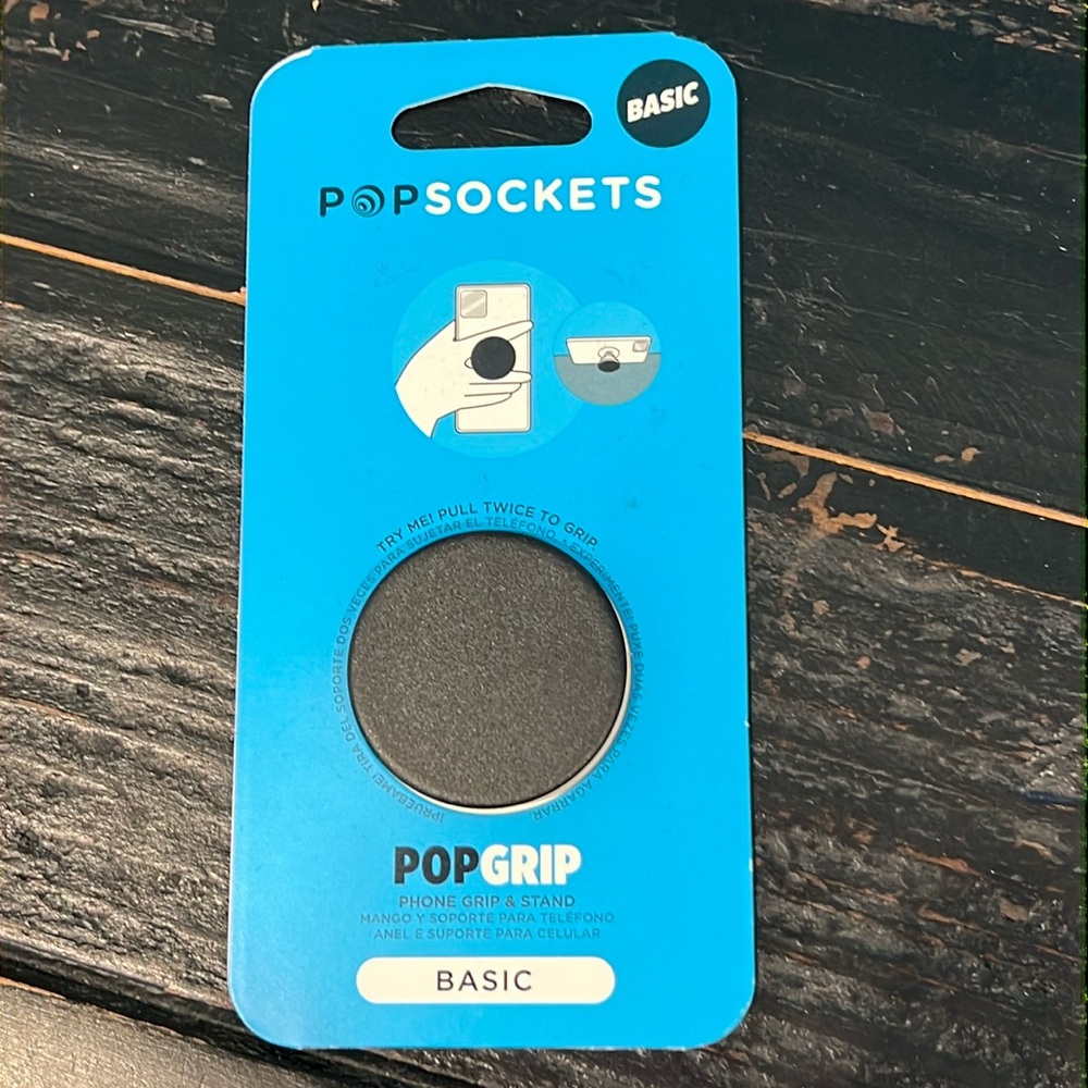 Popsockets basic matte black pop grip phone grip and stand brand new
